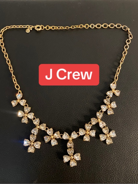 J. Crew Jewelry - J. Crew Gold and Clear Crystal Floral Bib Necklace